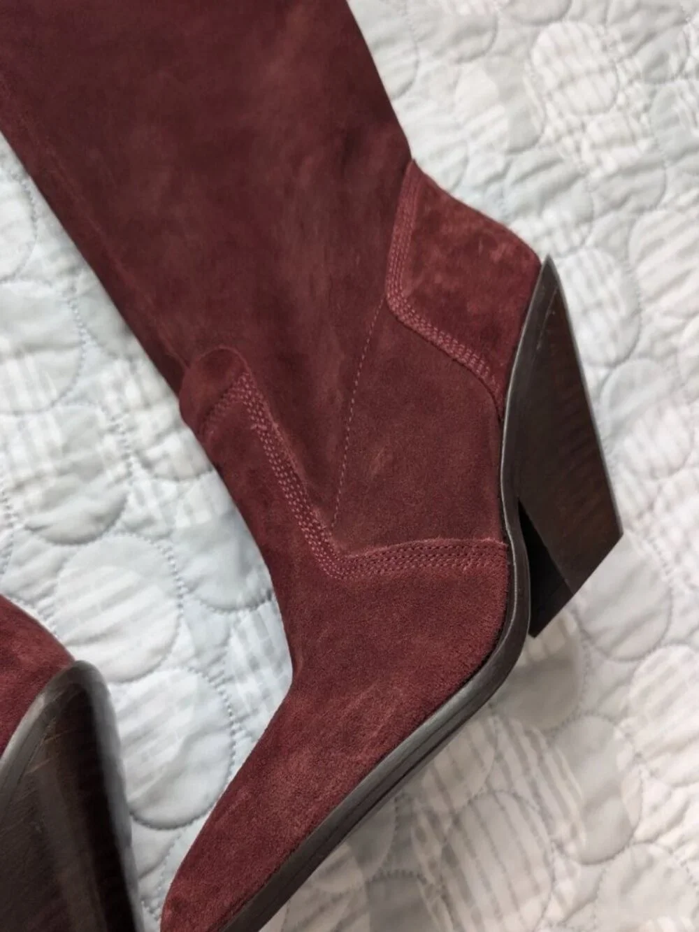 Free People Triple Crown Over The Knee Boots Burgundy Suede Western Size 7 NEW
